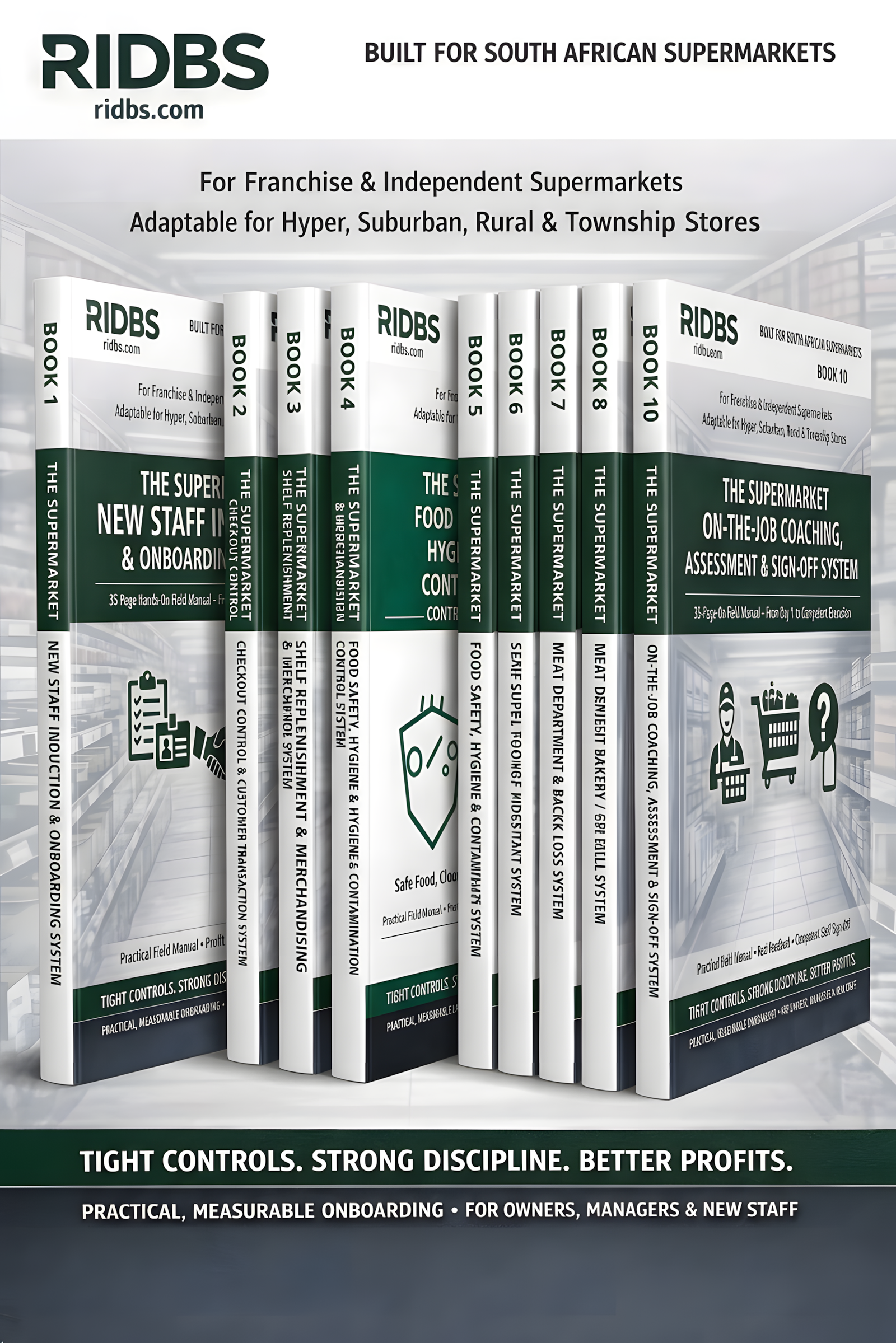 Bundle 6 group image with 10 supermarket training books
